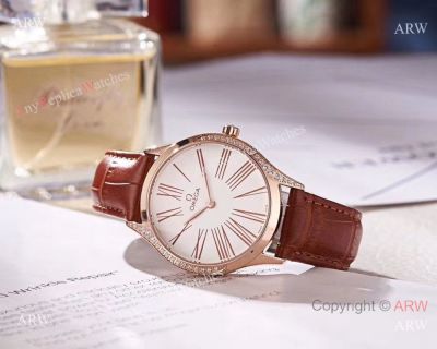 Copy Omega De Ville Tresor Lady Watch Rose Gold Quartz 36MM